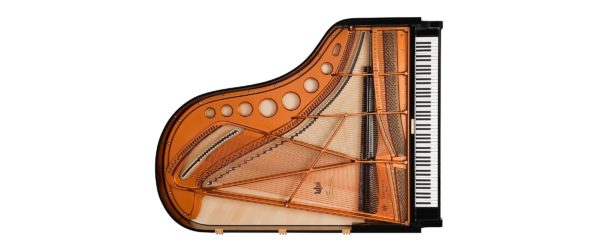 Grand Piano, open lid, top down view