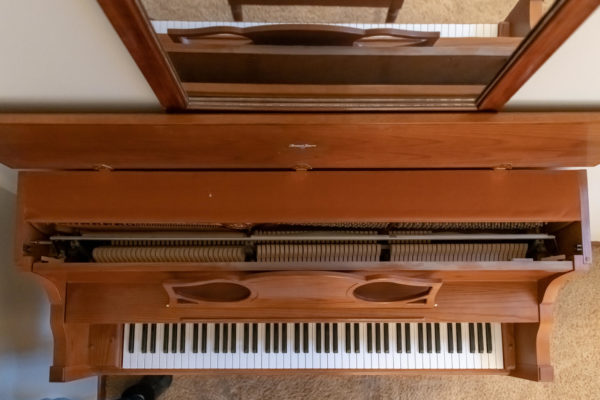 Kawai 706 upright piano - top view