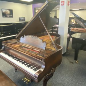 Used Steinway Model B Louis XV grand piano right angle view