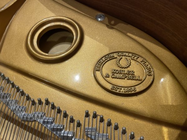 Kohler Campbell KIG-54 baby grand piano badge soundboard close