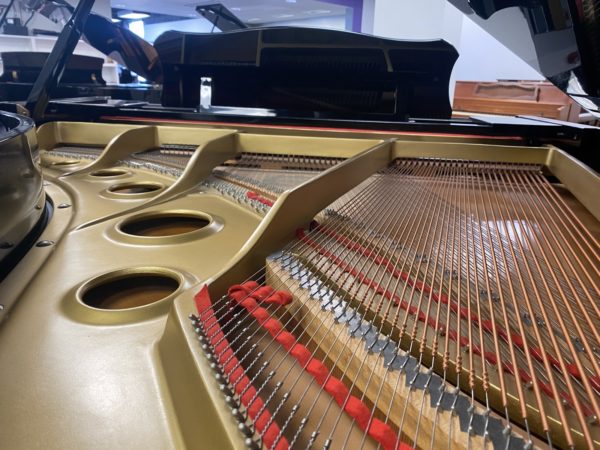 Yamaha G3PE grand piano soundboard strings close
