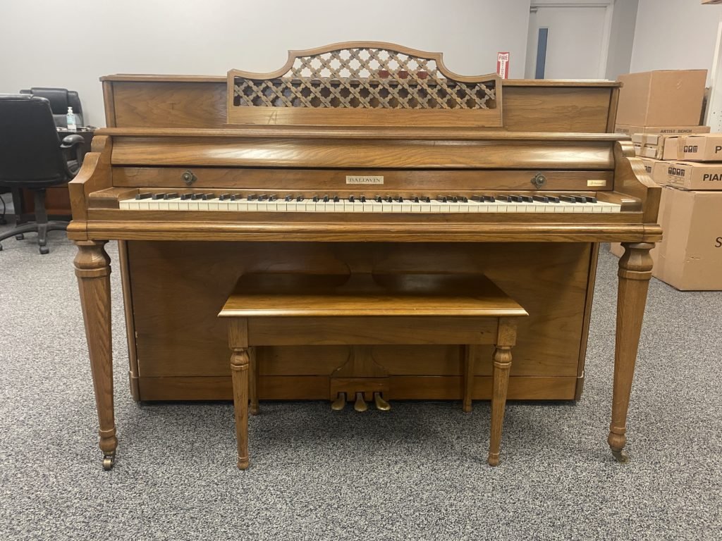 Baldwin Acrosonic Walnut Console front view