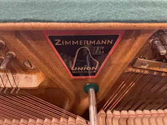 Zimmermann Dark Walnut Continental Piano Name Plate View
