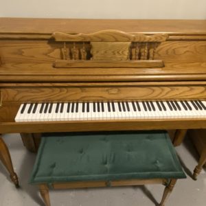 Charles R Walter USED 1048 OAK upright piano front view