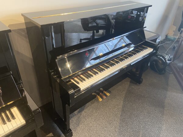 Yamaha USED YUS upright piano - left side view