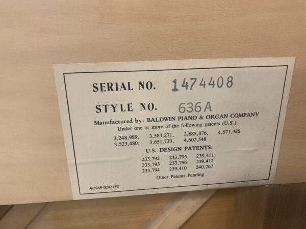 Baldwin 636A Piano Serial Number View